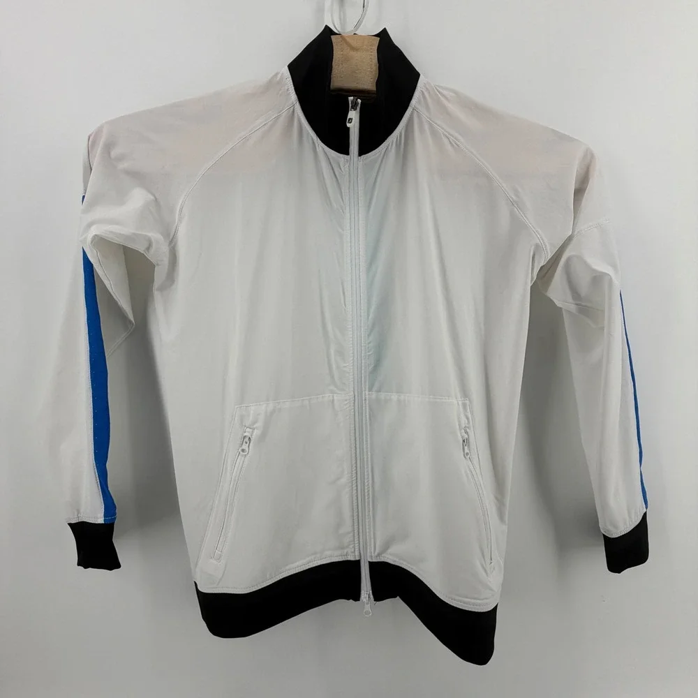 FootJoy FJ Mens White Golf Track Jacket Full Zip Logo Athletic Sportswear Size S